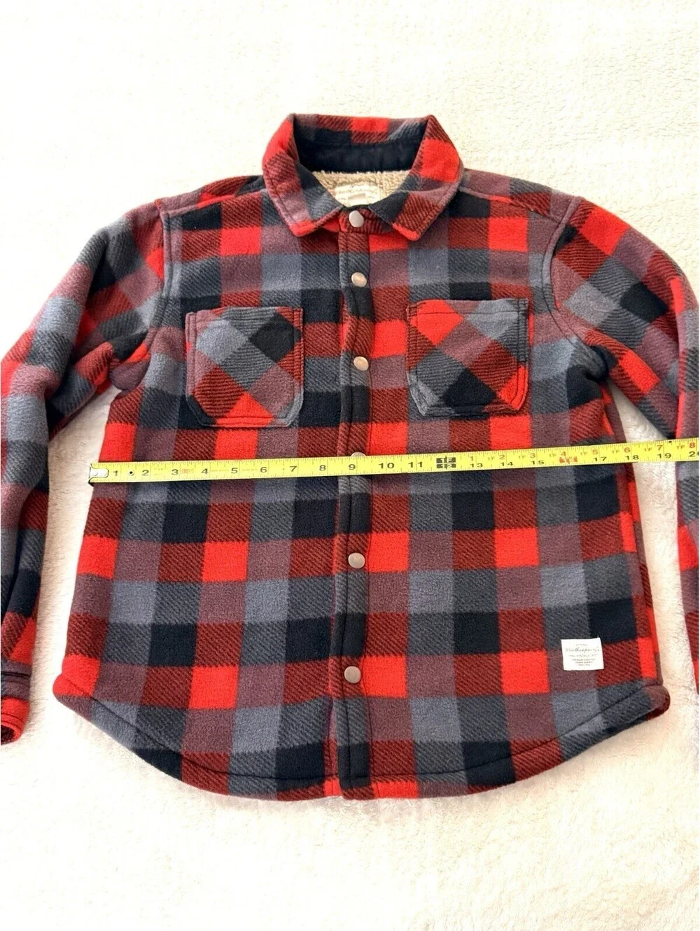 Weatherproof Vintage Boys M 10/12 Sherpa Lined Buffalo Plaid Jacket Red